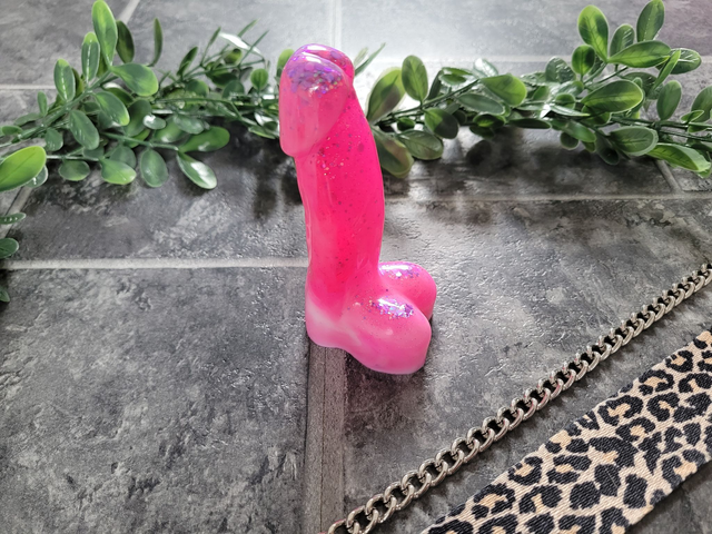 Penis Ornament - Pink Glitter - 12cm