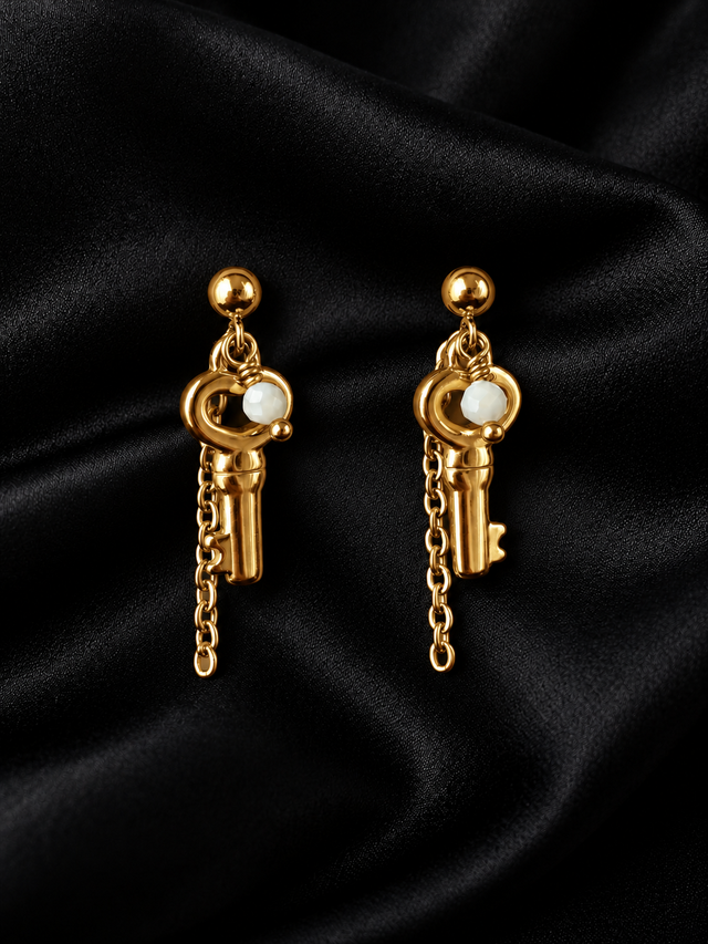 Boucles d'oreilles Clé du Coeur Doré