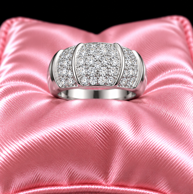 9ct White Gold &amp; Diamond Dome Ring