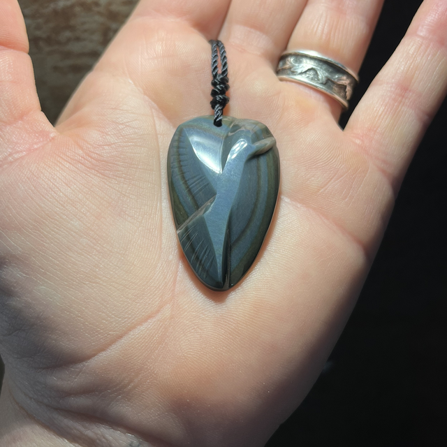 Pendentif en Obsidienne Œil Céleste - Oiseau