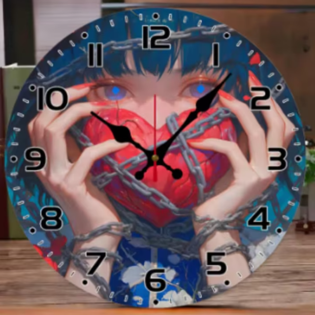 Ronde wandklok van hout Anime Geketend Hart (25cm)