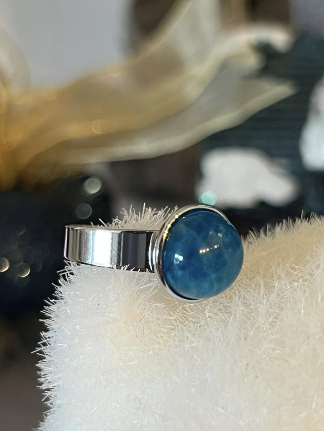 Bague Apatite Bleue ajustable