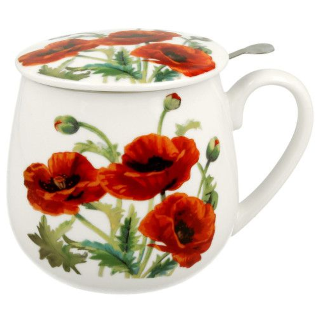 Taza poppies, porcelana 0,40 l. Incluye filtro de acero inoxidable, en caja de regalo.*443