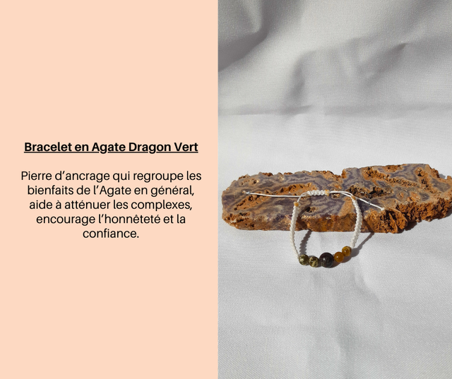 98- Bracelet réglable en Agate Dragon Vert
