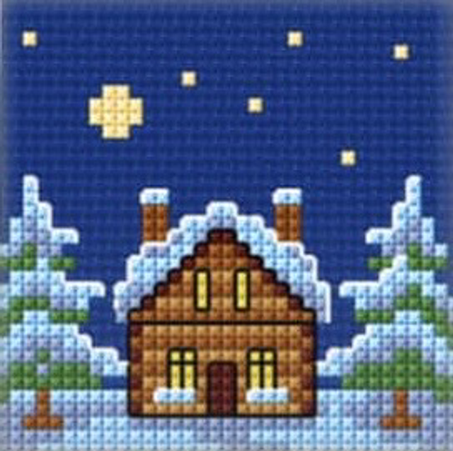 Winter Night Counted Cross stitch Christmas Card by Orchidea 