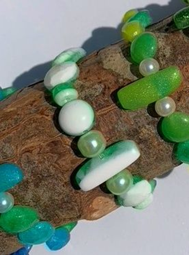 Bracelet Pierres - Vert et blanc