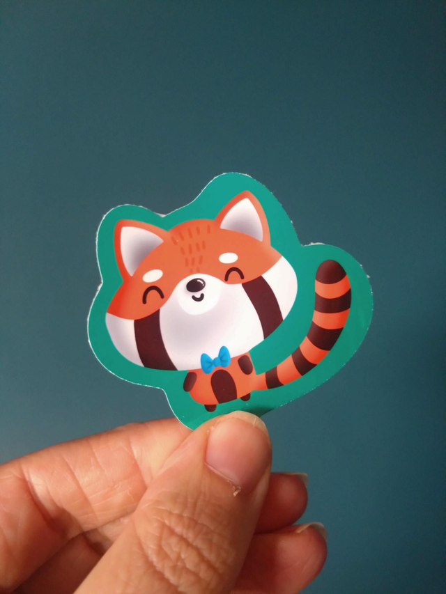 Red panda die cut vinyl sticker 