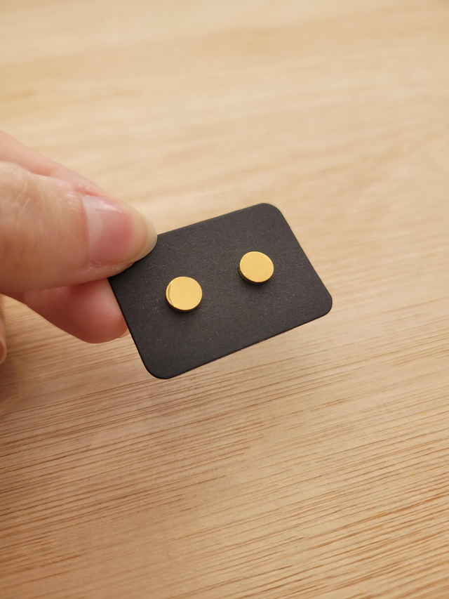 Gold stainless steel circle stud earrings - SL-019