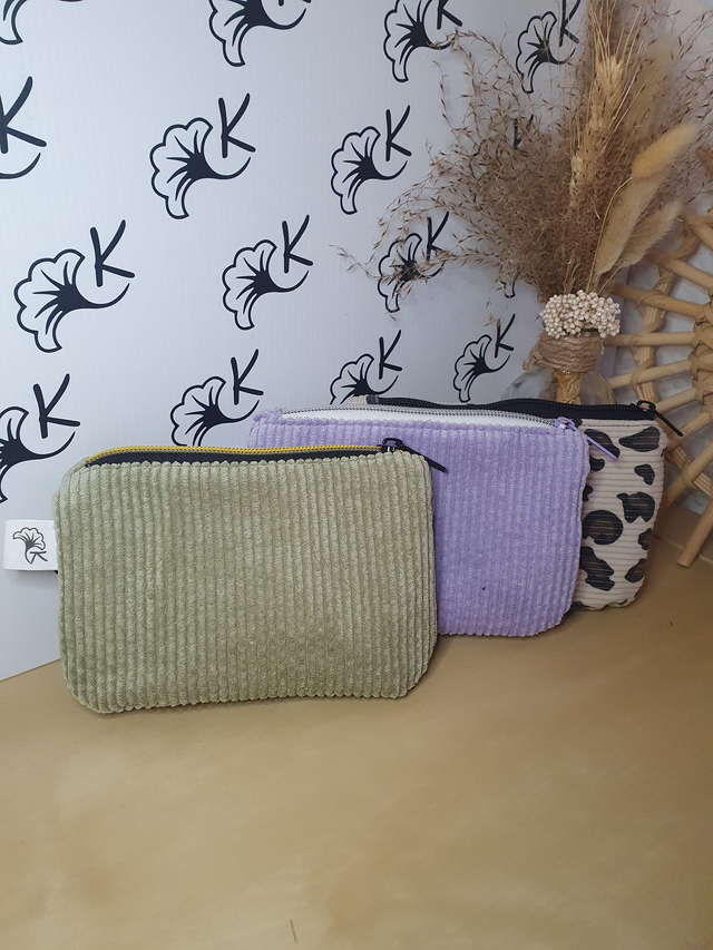 Pochette Amy velours olive / coton Prairie