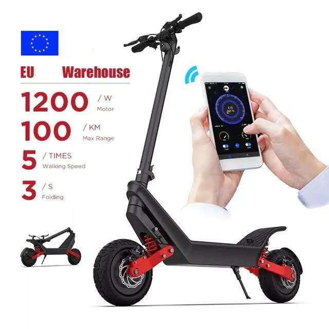 55 km/t X10 offroad 2x1200W el-løbehjul, arm støddæmper for+bag, 18.2Ah batteri, 100 km