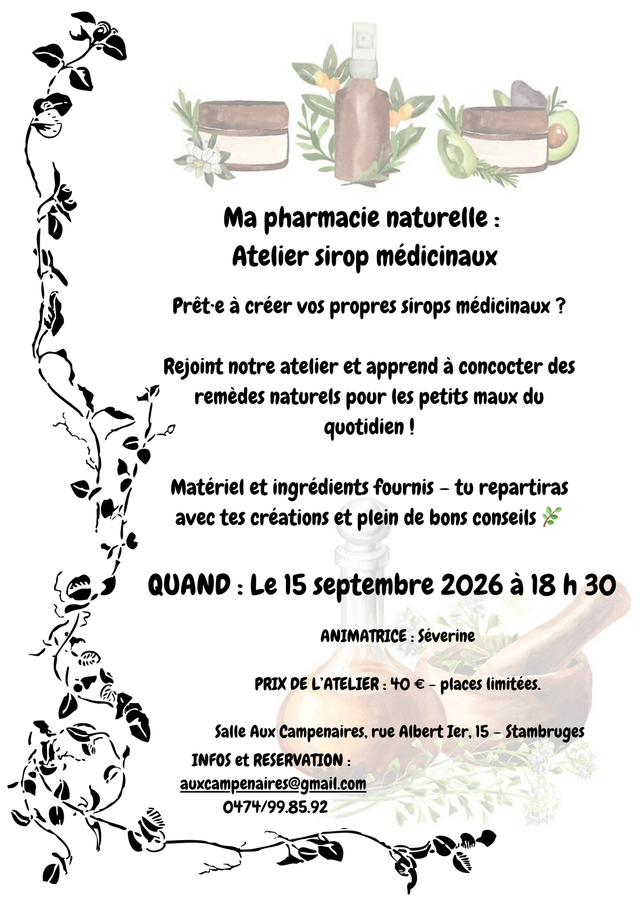 Les sirops médicinaux - 15/09/2026 