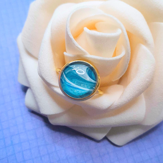CLEO - Bague ajustable - Bleu nacré