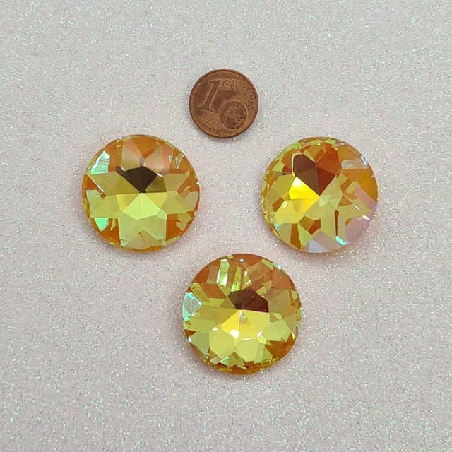 Fancy Chaton, Yellow Mocha AB , 27mm