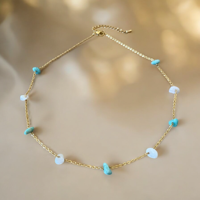 Collier ras du cou Éclat Amazonien et Pierre de Lune