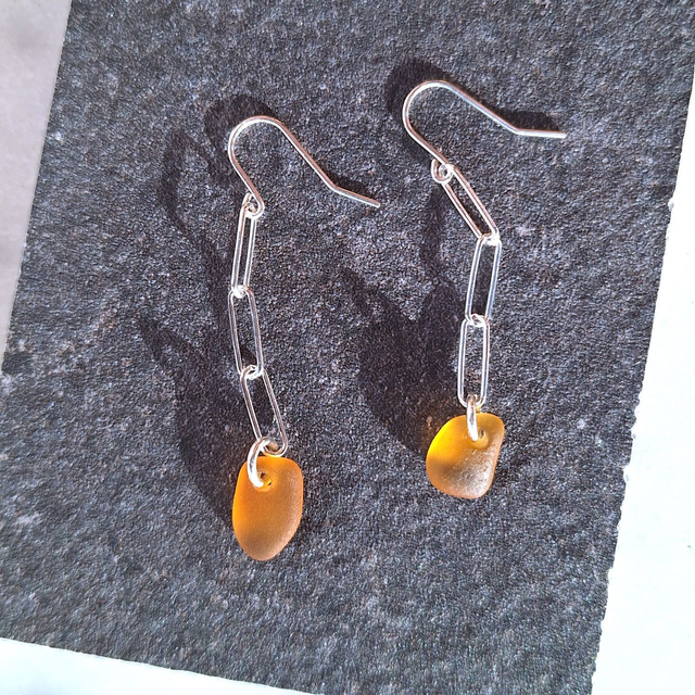 Bocca Orange - boucles d'oreilles de plage en argent (longues)
