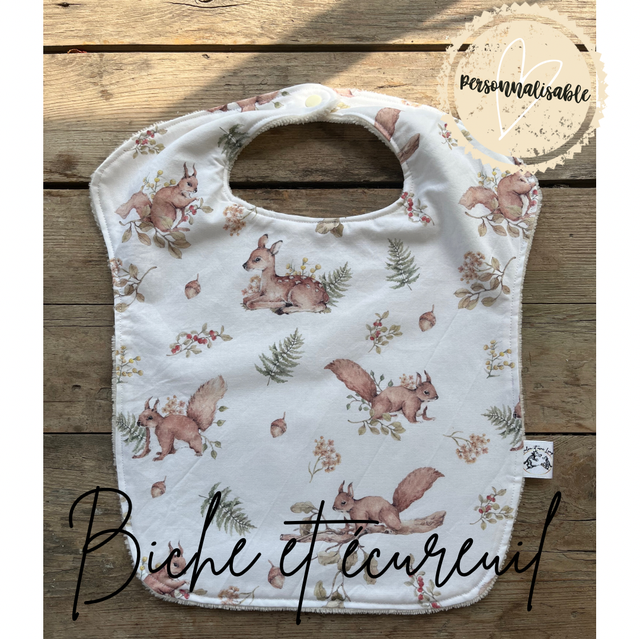 Grands bavoirs "Biche et écureuil"