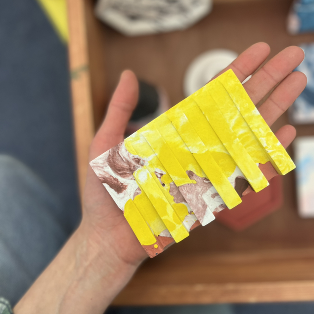 Soap dish - grooved - *seconds* - brown and yellow