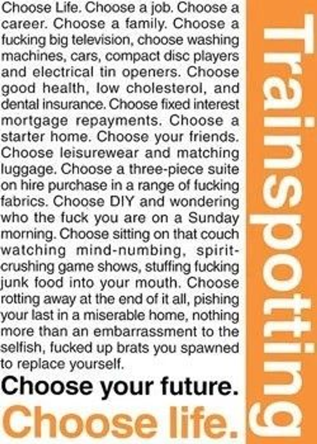 Free* Trainspotting Poster (* Postage only)