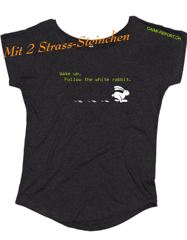 Ladies' Shirt, White Rabbit, Sujet 2 mit 2 Strass-Steinen verziert