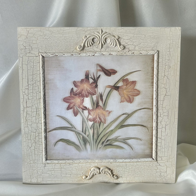 Vintage Shabby Chic Wooden Floral Wall Plaque 38cm x 38cm