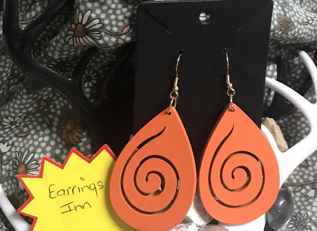 Orange Wood Dangling Earrings-SWDE73