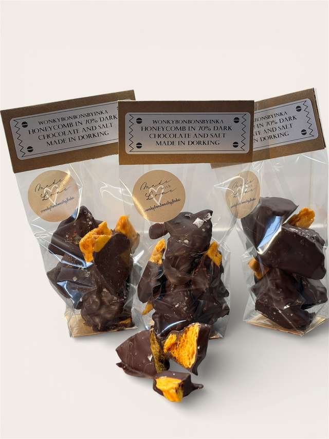 Honeycomb with 70% dark chocolate and salt