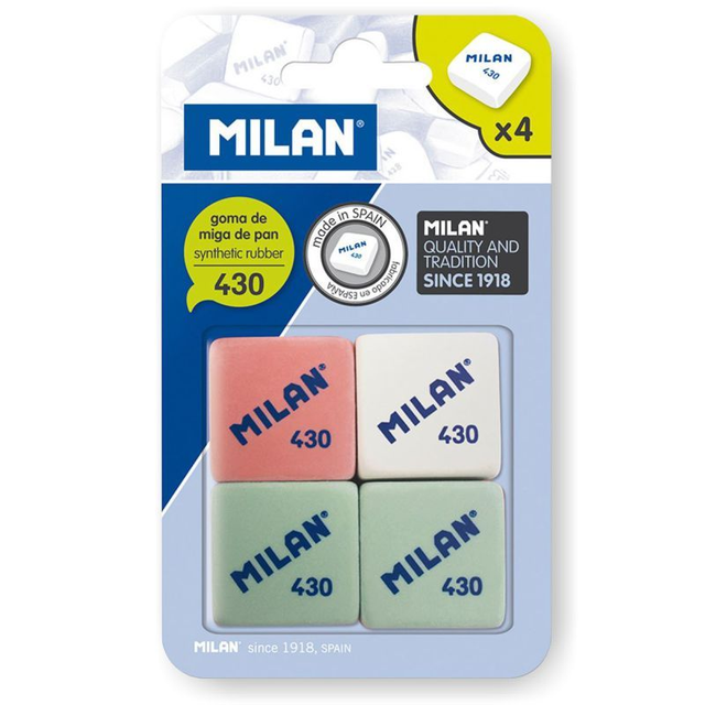 4 mini gommes carré MILAN 430- Recharge Duo Gomme MILAN 8414034043049