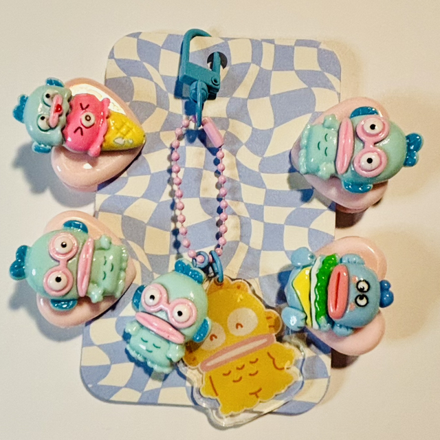 Hangyodon Sanrio Fishman Stationary clips &amp; keychain set