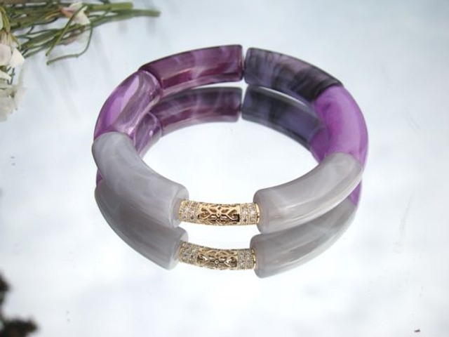 Bracelet perles tubes incurvées Chandra Bakain