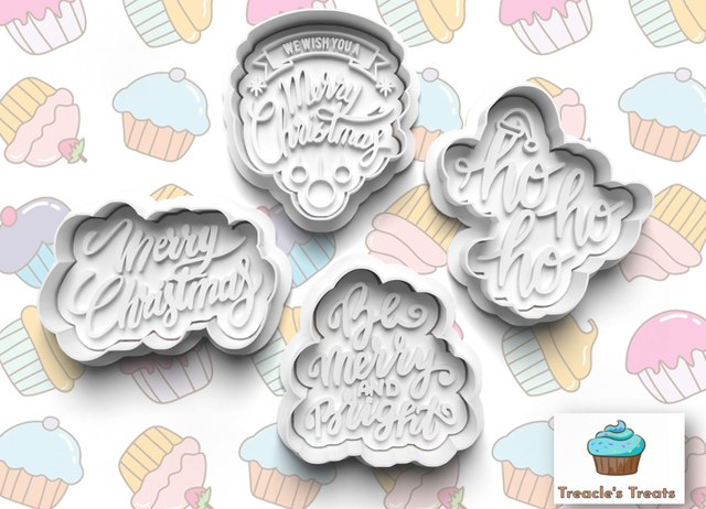 Christmas Fondant/cookie stamps with cutters 722