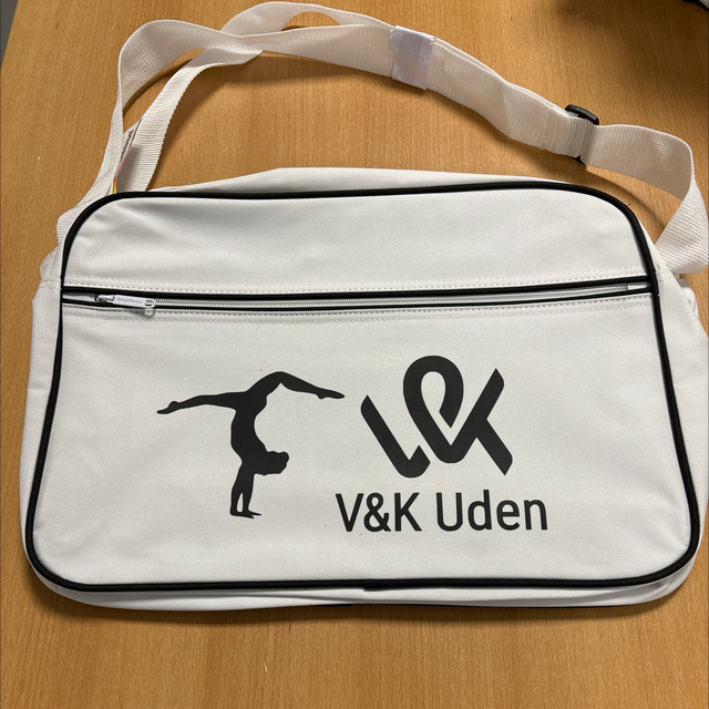 Sporttas Turnen dames wit zwart opdruk