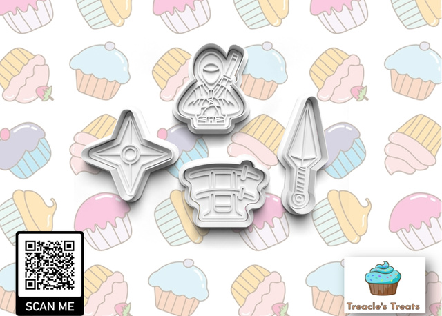 Ninja Theme Fondant/cookie stamps with cutters 