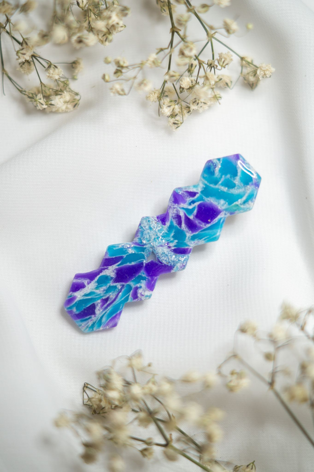 Coloris sirène - Barrette zigzag 