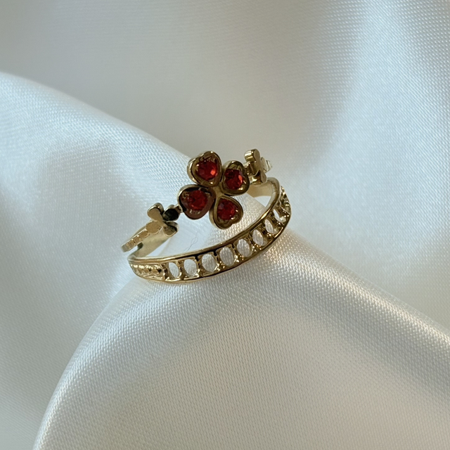 Bague trèfle orange 