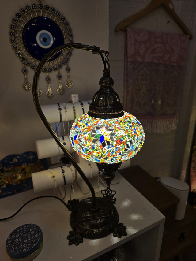 Large Mosaic Swanneck Table Lamp