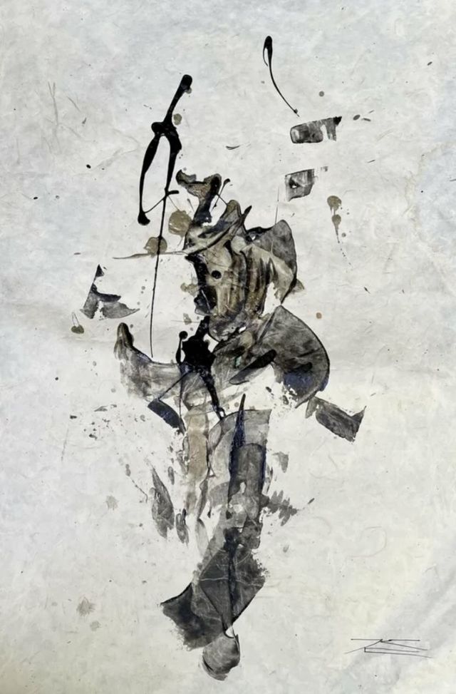 Oeuvre sur papyrus - Le jongleur - 50x75cm