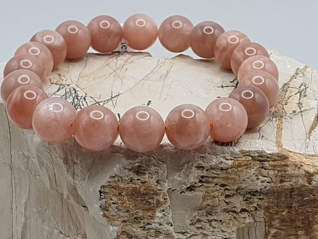 Bracelet Pierre de Lune Rose 10 mm