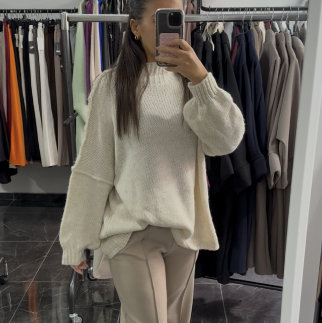 Pull oversize beige