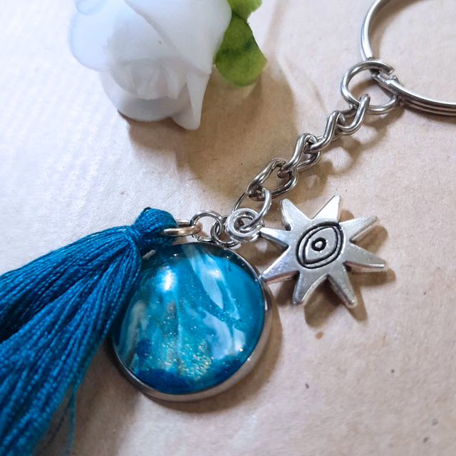 REFLET OCEANIQUE - Porte-clés - Pampille bleu canard
