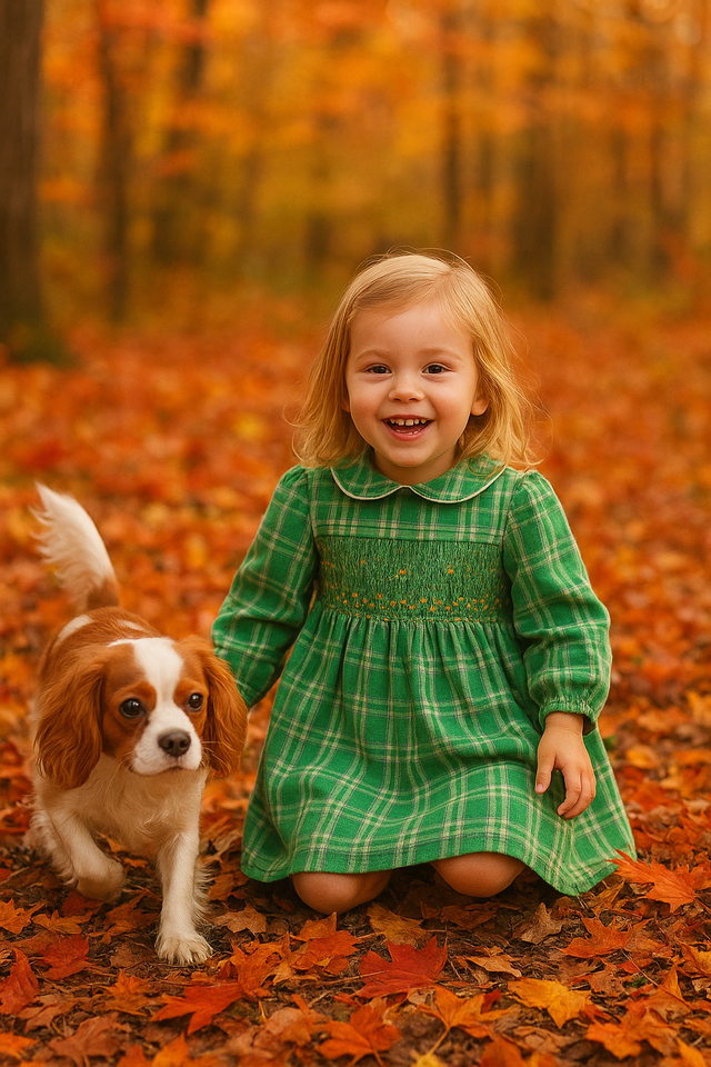 robe-a-carreaux-verte-fille-automne