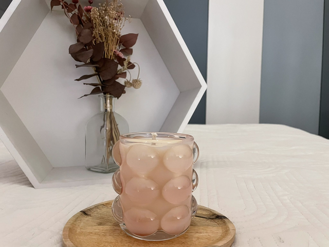 Photophore avec bougie en cire végétale