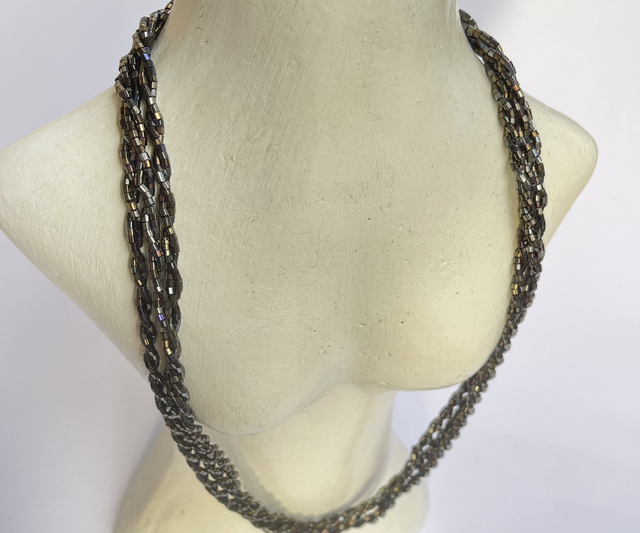 Glasperlen Collier braun schillernd