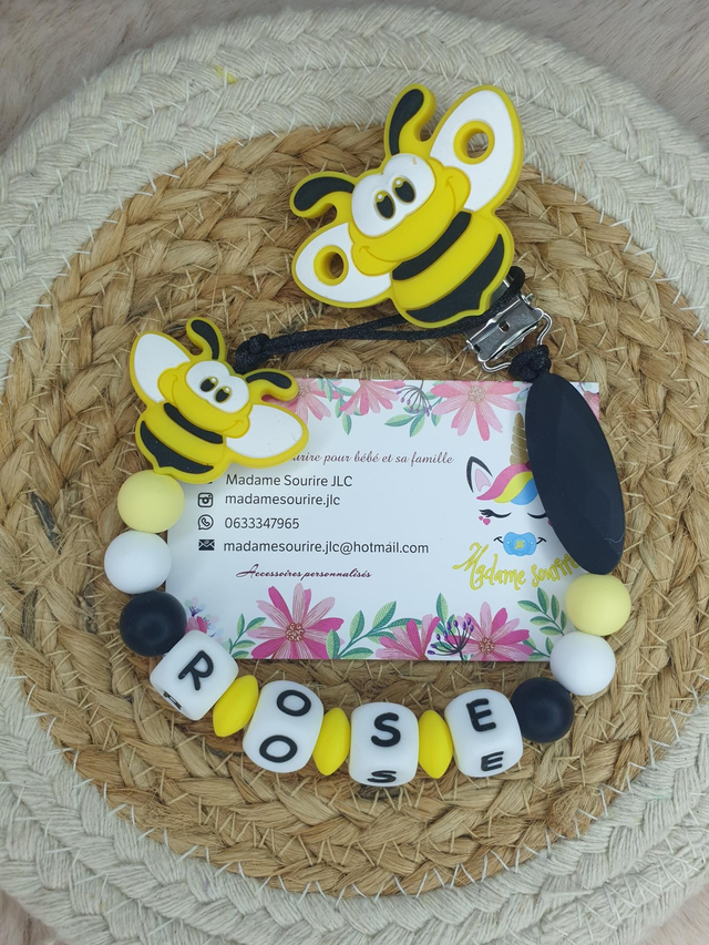 Attache tétine Abeille 
