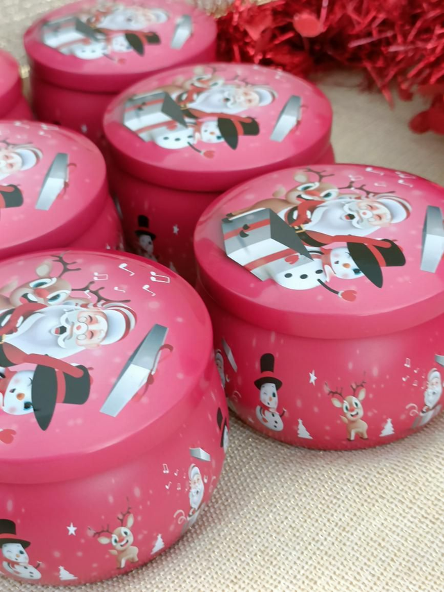 Bougie de Noël boîte métallique père Noël