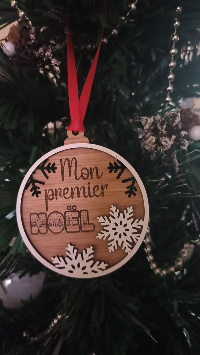 Boule - Mon premier Noël - Bois chêne