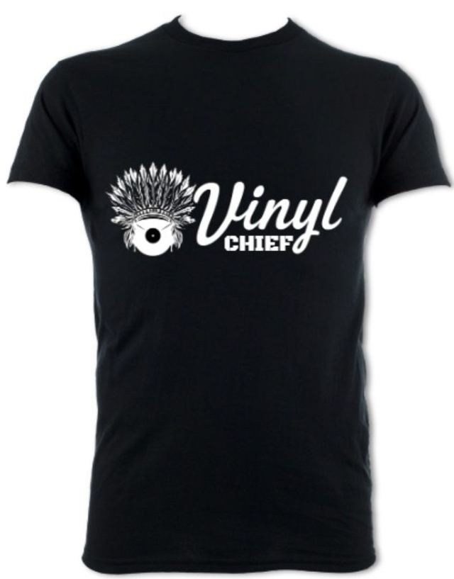 Vinyl Chief Black T-Shirt with White Logo