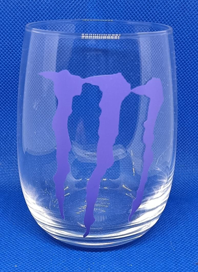 Custom Design Purple Vinyl Monster Energy Logo 13oz Glass.