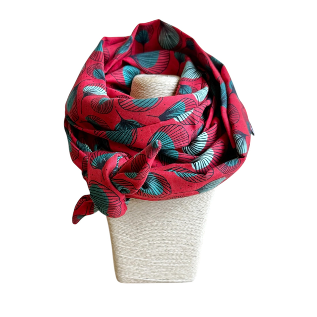 Echarpe 180 cm de long - PLUMES - rouge