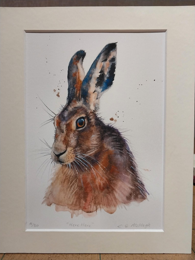 "Here Hare" A5 limited edition signed print 
