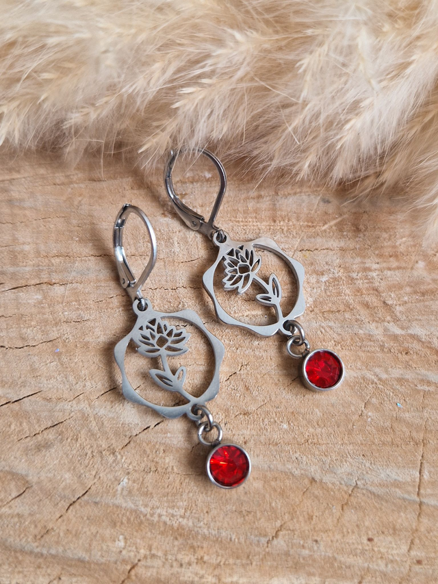 Boucles d'oreilles "Fleur de Naissance" – Juillet : Nénuphar
